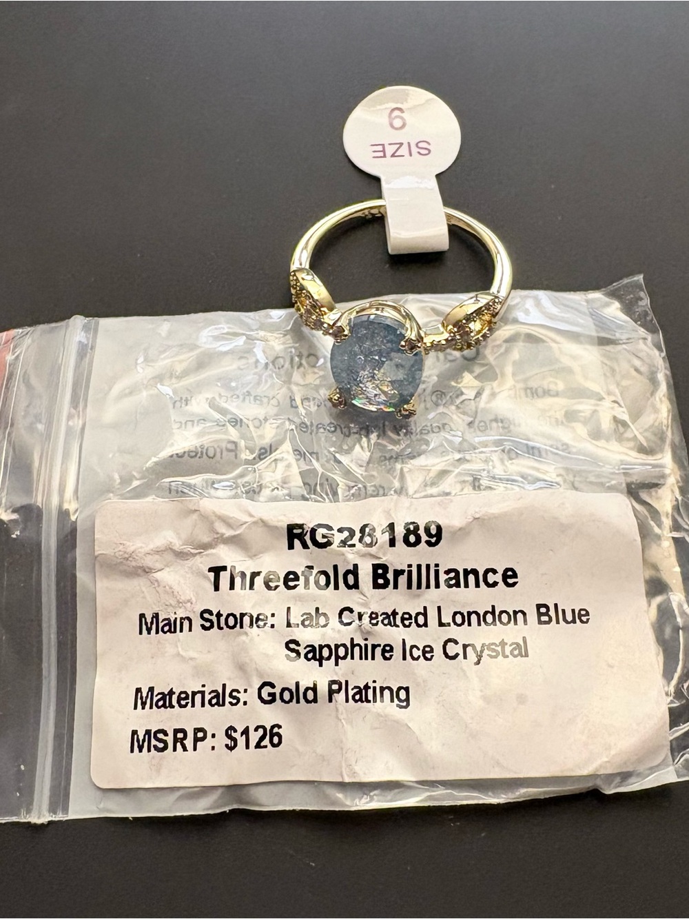 Bomb Party Threefold Brilliance Gold Ring Size 9